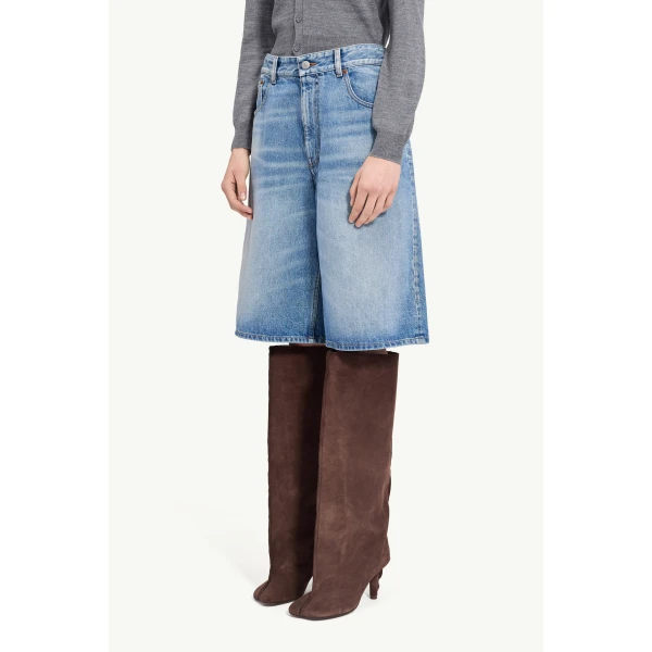 MM6 Maison Margiela Denim Bermuda Shorts in Blue, view 5 | Denim Shorts | Coveti