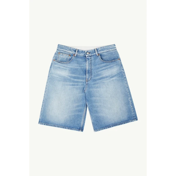 MM6 Maison Margiela Denim Bermuda Shorts in Blue, view 6 | Denim Shorts | Coveti