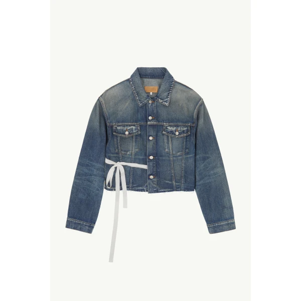 MM6 Maison Margiela Denim Jacket in Blue, view 6 | Denim | Coveti