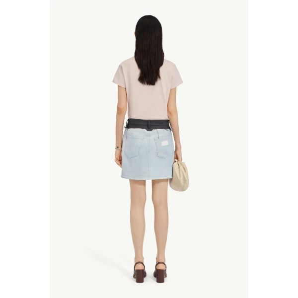 MM6 Maison Margiela Denim Mini Skirt in Light Blue, view 4 | Denim Skirts | Coveti
