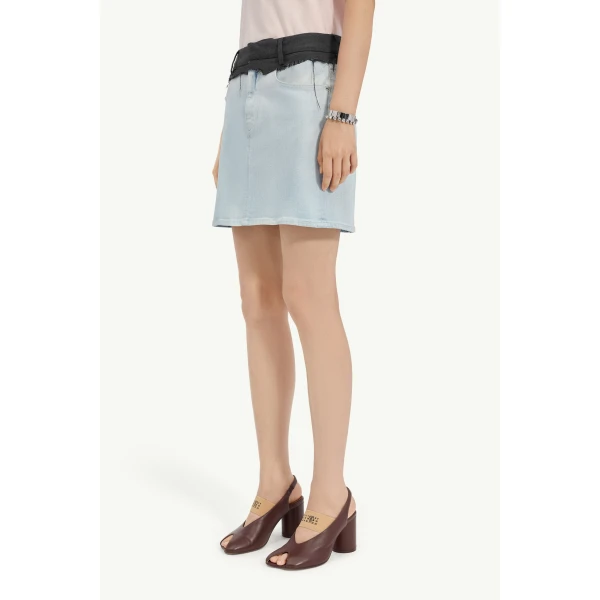 MM6 Maison Margiela Denim Mini Skirt in Light Blue, view 5 | Denim Skirts | Coveti