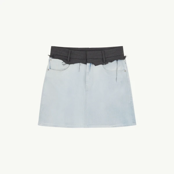 Denim Mini Skirt in Light Blue