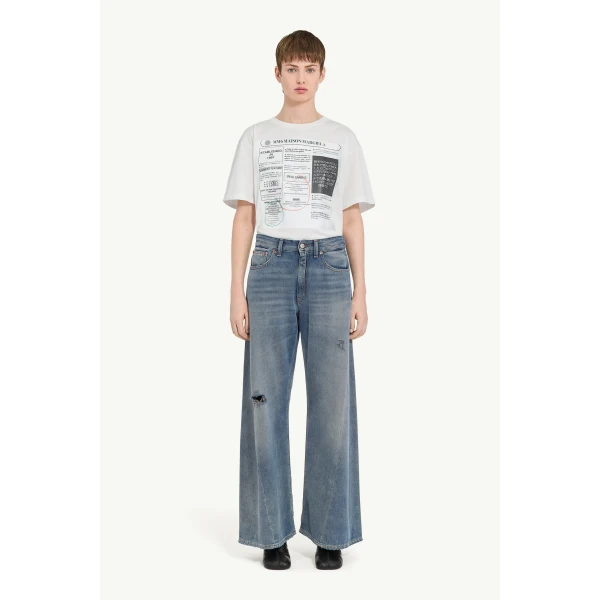 MM6 Maison Margiela Distressed Jeans in Grey Blue, view 2 | Denim | Coveti