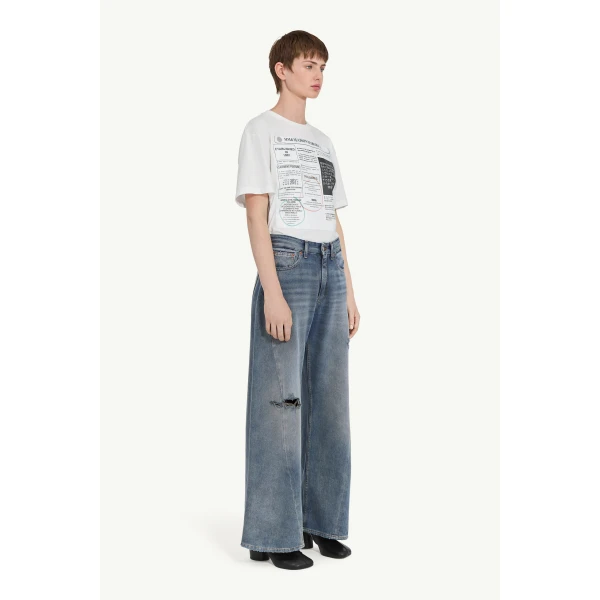 MM6 Maison Margiela Distressed Jeans in Grey Blue, view 3 | Denim | Coveti