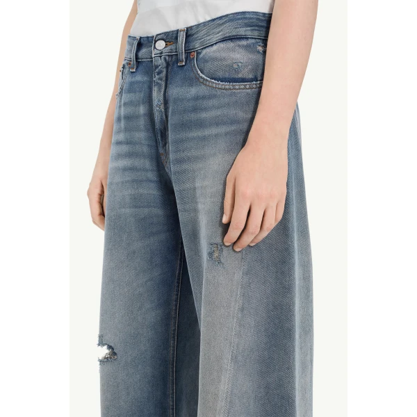 MM6 Maison Margiela Distressed Jeans in Grey Blue, view 5 | Denim | Coveti