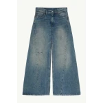 MM6 Maison Margiela Distressed Wide-Leg Jeans in Dark Blue | Denim | Coveti