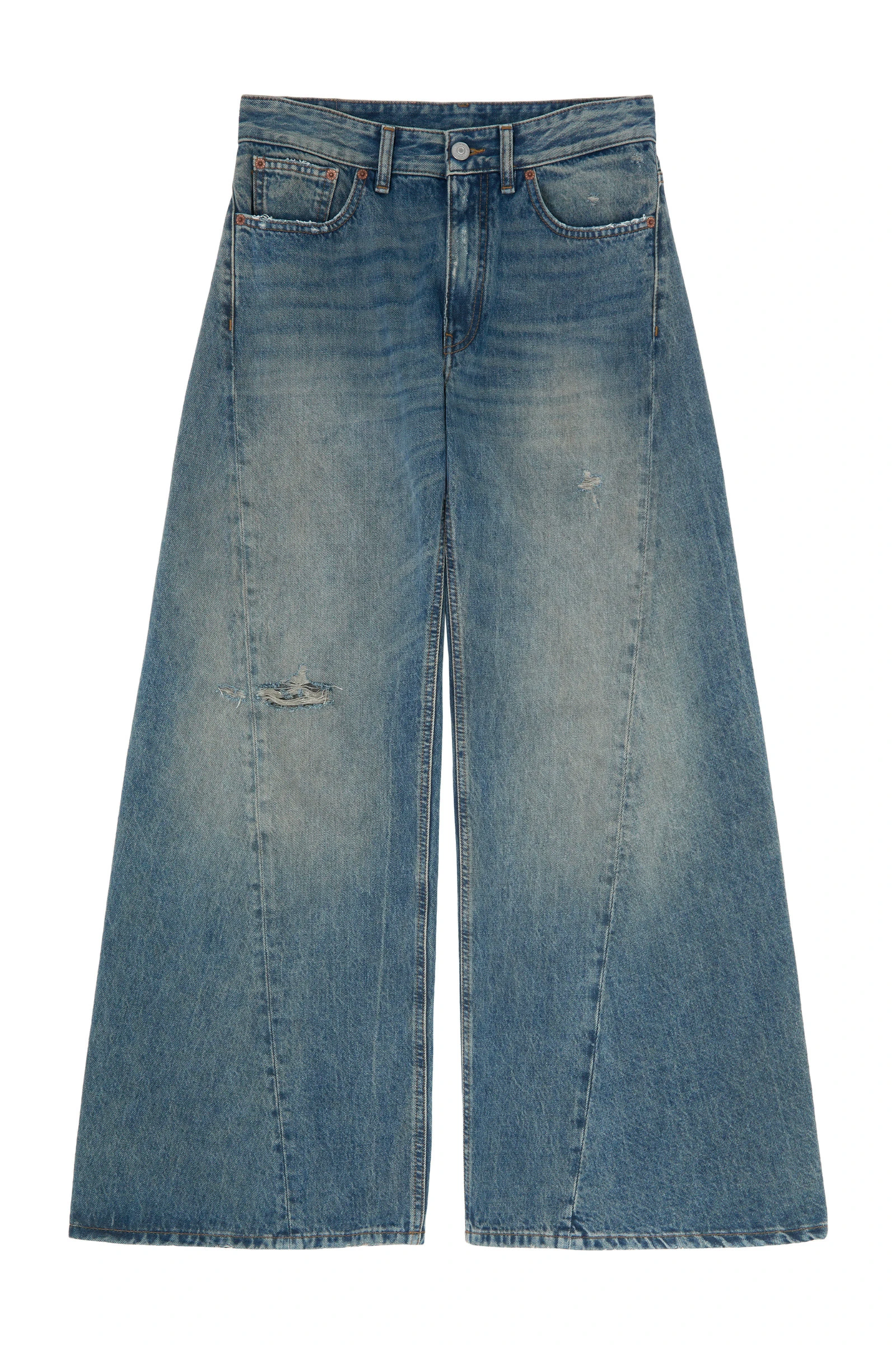 MM6 Maison Margiela Distressed Wide-Leg Jeans in Dark Blue MM6 Maison Margiela Distressed Wide-Leg Jeans in Dark Blue | Denim | Coveti