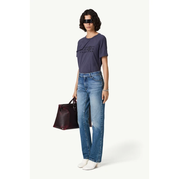 MM6 Maison Margiela Double Back Pocket Denim Jeans in Blue, view 3 | Denim | Coveti