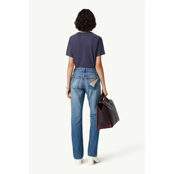 MM6 Maison Margiela Double Back Pocket Denim Jeans in Blue, view 4 | Denim | Coveti
