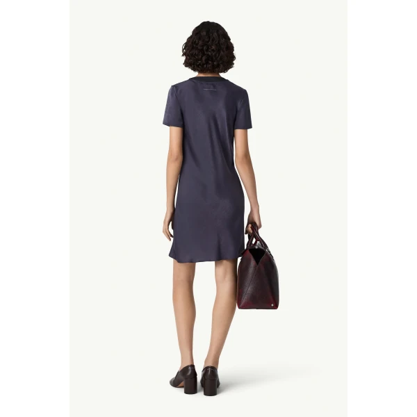 MM6 Maison Margiela Double Layer Lining-Look Slip Dress in Blue, view 4 | Mini Dresses | Coveti