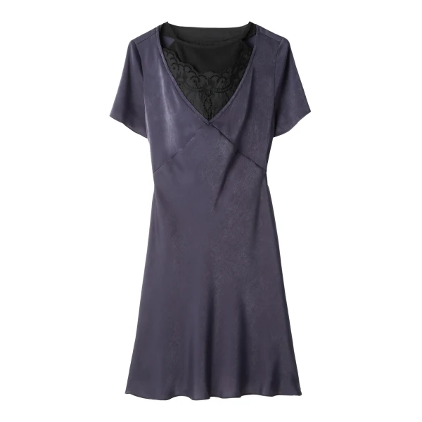 MM6 Maison Margiela Double Layer Lining-Look Slip Dress in Blue | Mini Dresses | Coveti