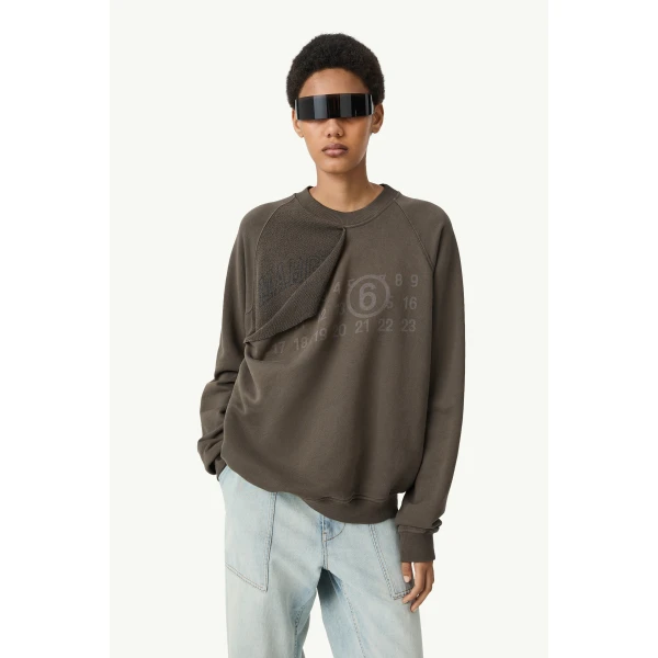 MM6 Maison Margiela Double Layer Sweatshirt in Olive, view 5 | Hoodies | Coveti