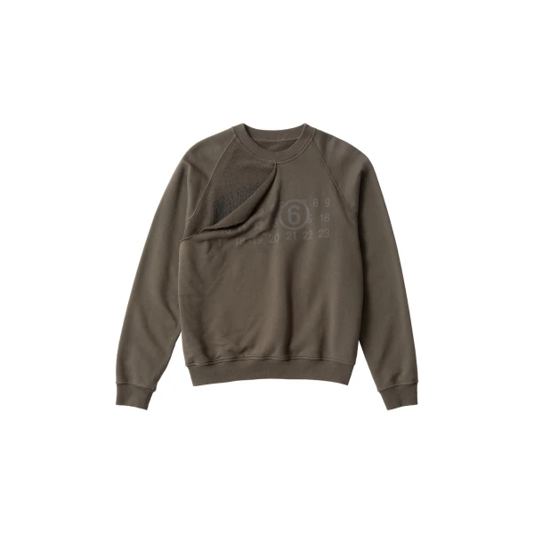 MM6 Maison Margiela Double Layer Sweatshirt in Olive | Hoodies | Coveti