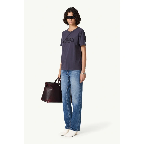 MM6 Maison Margiela Double Layer T-Shirt in Blue, view 3 | T-shirts | Coveti