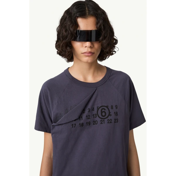 MM6 Maison Margiela Double Layer T-Shirt in Blue, view 5 | T-shirts | Coveti