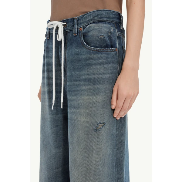 MM6 Maison Margiela Drawstring Jeans in Grey Blue, view 5 | Denim | Coveti