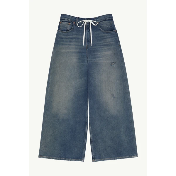 MM6 Maison Margiela Drawstring Jeans in Grey Blue, view 6 | Denim | Coveti