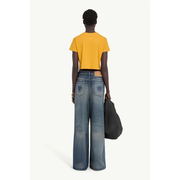 MM6 Maison Margiela Drawstring Wide-Leg Jeans in Blue, view 4 | Denim | Coveti