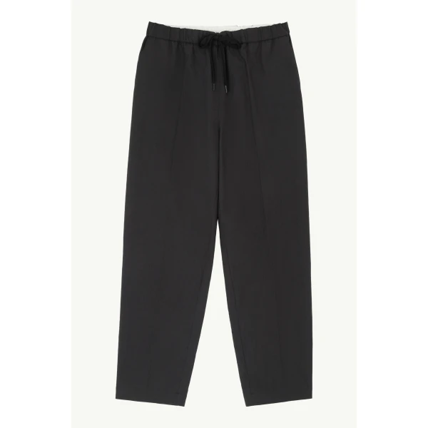 MM6 Maison Margiela Drawstring Wool Shirting Trousers in Anthracite, view 6 | Tailored pants | Coveti