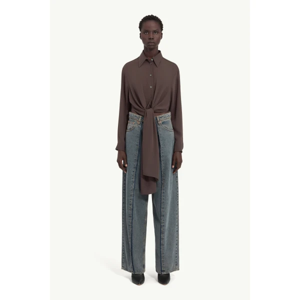 MM6 Maison Margiela Dual-Wear Shirt in Brown, view 2 | Shirts | Coveti