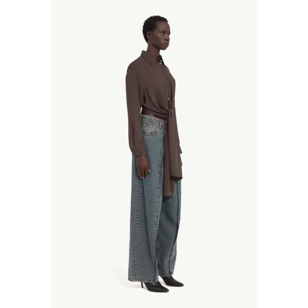 MM6 Maison Margiela Dual-Wear Shirt in Brown, view 3 | Shirts | Coveti