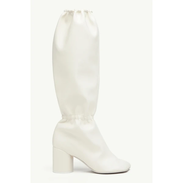 MM6 Maison Margiela Elasticated Anatomic Knee-High Boots in Grey, view 2 | Boots | Coveti