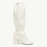 MM6 Maison Margiela Elasticated Anatomic Knee-High Boots in Grey | Boots | Coveti