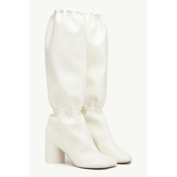 MM6 Maison Margiela Elasticated Anatomic Knee-High Boots in Grey, view 3 | Boots | Coveti