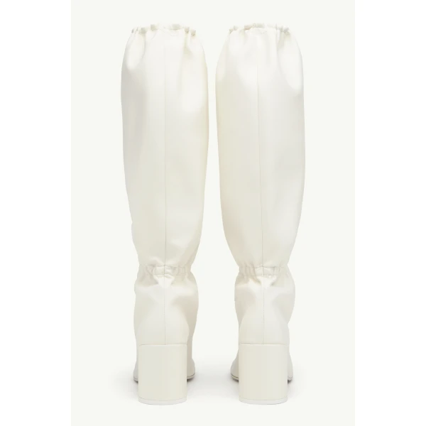 MM6 Maison Margiela Elasticated Anatomic Knee-High Boots in Grey, view 4 | Boots | Coveti