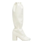 MM6 Maison Margiela Elasticated Anatomic Knee-High Boots in Grey | Boots | Coveti