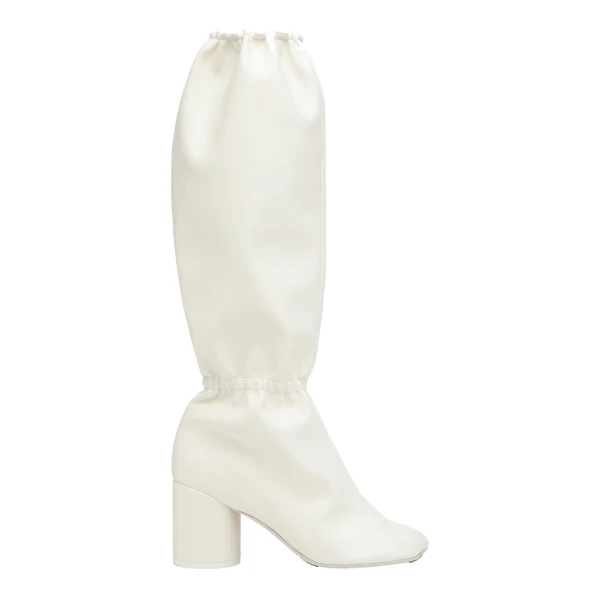 MM6 Maison Margiela Elasticated Anatomic Knee-High Boots in Grey | Boots | Coveti
