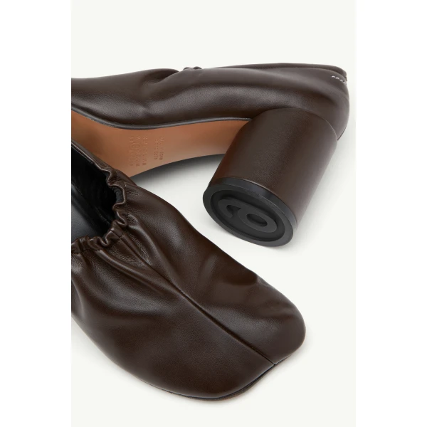 MM6 Maison Margiela Elasticated Anatomic Pumps in Dark Brown, view 6 | Heels | Coveti