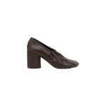 MM6 Maison Margiela Elasticated Anatomic Pumps in Dark Brown | Heels | Coveti