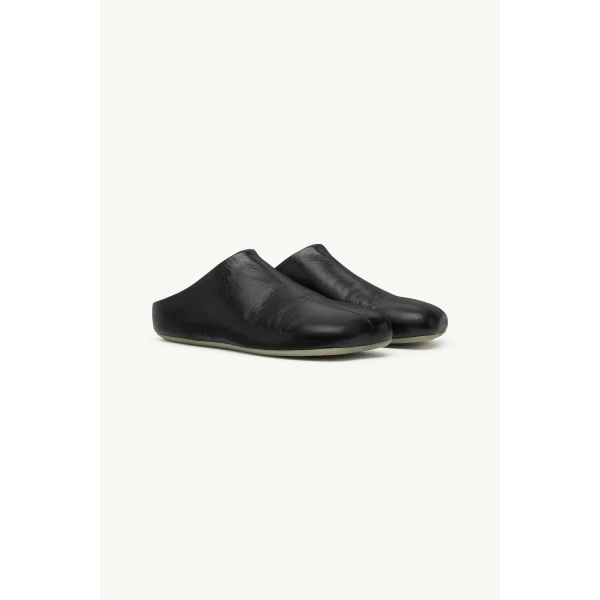 MM6 Maison Margiela Factory Sabots in Black, view 3 | Mules | Coveti