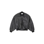 MM6 Maison Margiela Faux Leather Jacket with Rib-Knit Trim in Black | Leather Jackets | Coveti
