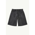 MM6 Maison Margiela Faux Leather Knee-Length Shorts in Black | Shorts | Coveti
