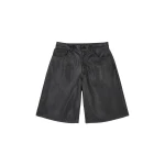 MM6 Maison Margiela Faux Leather Knee-Length Shorts in Black | Shorts | Coveti