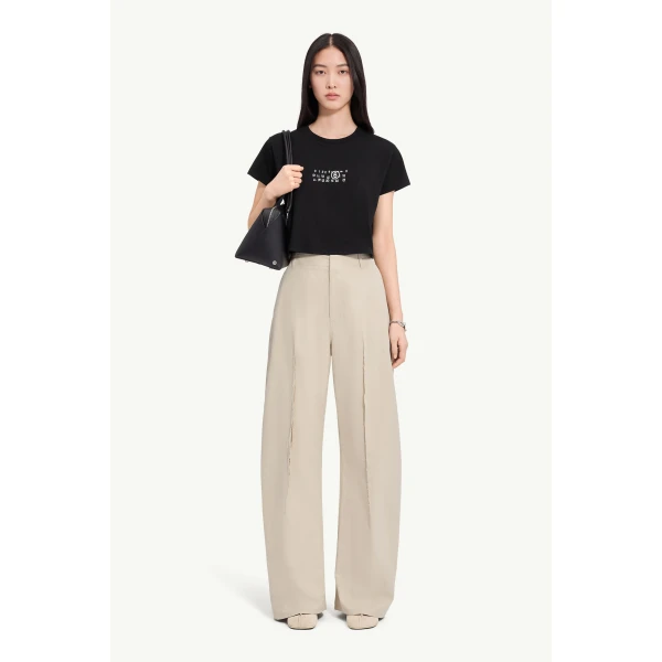 MM6 Maison Margiela Flipped-Print Overdyed T-Shirt in Black, view 2 | T-shirts | Coveti
