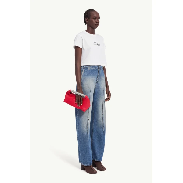 MM6 Maison Margiela Flipped-Print Overdyed T-Shirt in White, view 3 | T-shirts | Coveti