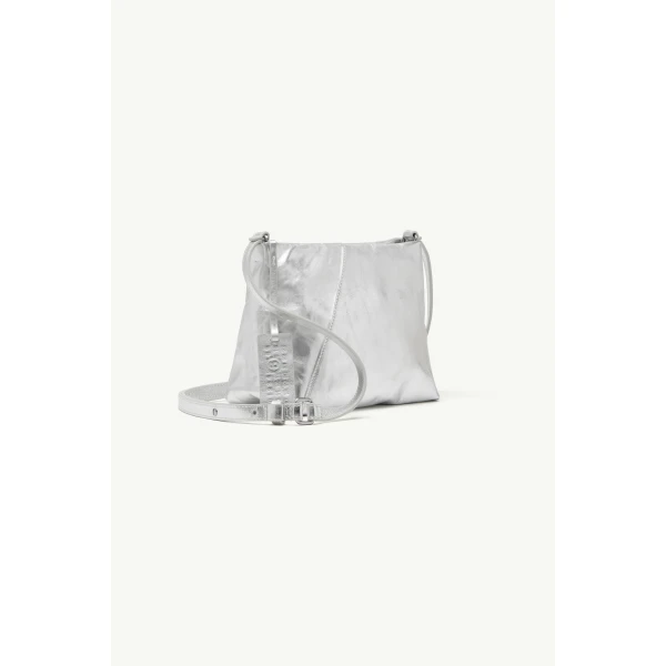 MM6 Maison Margiela Folded Japanese Shoulder Bag in Silver, view 3 | Shoulder & Crossbody Bags | Coveti