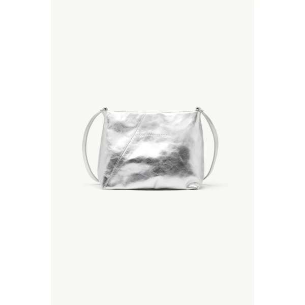 MM6 Maison Margiela Folded Japanese Shoulder Bag in Silver, view 4 | Shoulder & Crossbody Bags | Coveti