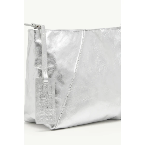 MM6 Maison Margiela Folded Japanese Shoulder Bag in Silver, view 5 | Shoulder & Crossbody Bags | Coveti