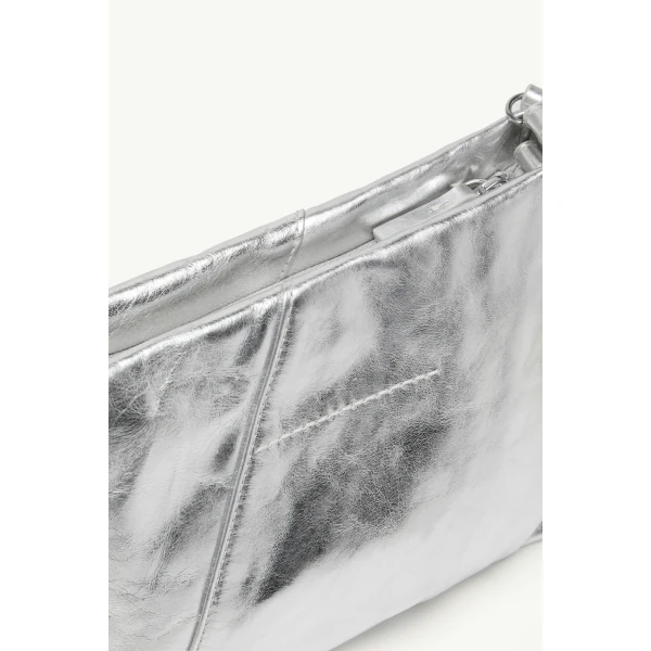 MM6 Maison Margiela Folded Japanese Shoulder Bag in Silver, view 6 | Shoulder & Crossbody Bags | Coveti