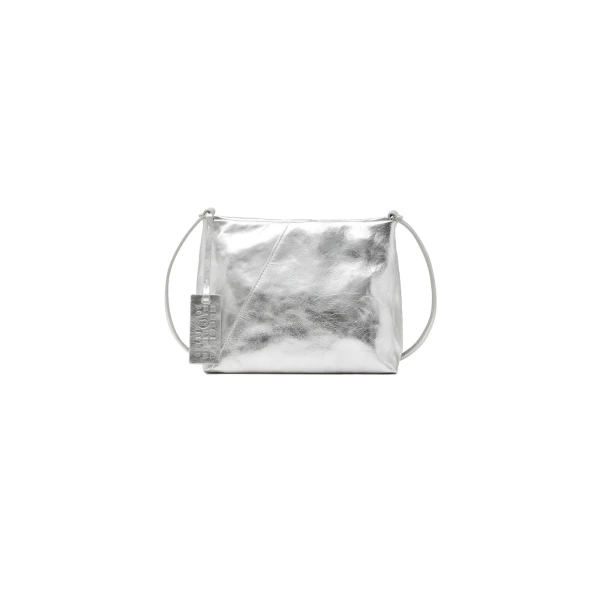 MM6 Maison Margiela Folded Japanese Shoulder Bag in Silver | Shoulder & Crossbody Bags | Coveti