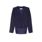 MM6 Maison Margiela Gathered V-Neck Top in Navy Blue | Tops | Coveti