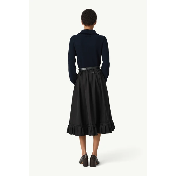 MM6 Maison Margiela Half-Zip Cropped Knit Top in Navy Blue, view 4 | Sweaters | Coveti