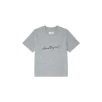 MM6 Maison Margiela Handwritten-Print Cotton Jersey T-Shirt in Grey Melange | T-shirts | Coveti