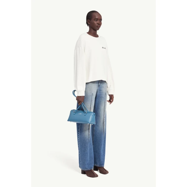 MM6 Maison Margiela Handwritten-Print Sweatshirt in Ecru, view 3 | Hoodies | Coveti