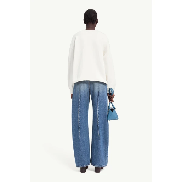 MM6 Maison Margiela Handwritten-Print Sweatshirt in Ecru, view 4 | Hoodies | Coveti