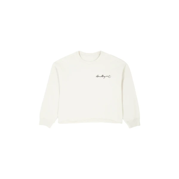 MM6 Maison Margiela Handwritten-Print Sweatshirt in Ecru | Hoodies | Coveti
